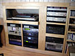 Custom built-in racks and recessed pull-out keyboard surface